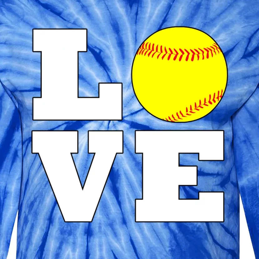 Softball Love Fastpitch Softball Player Gift Tie-Dye Long Sleeve Shirt