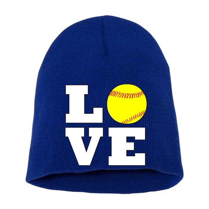 Softball Love Fastpitch Softball Player Gift Short Acrylic Beanie