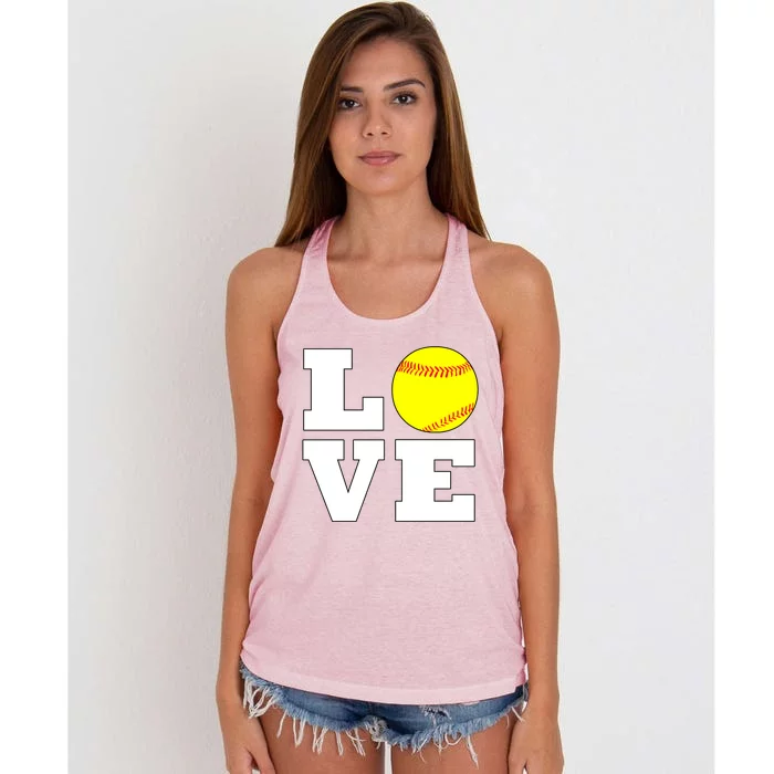 Softball Love Fastpitch Softball Player Gift Women's Knotted Racerback Tank