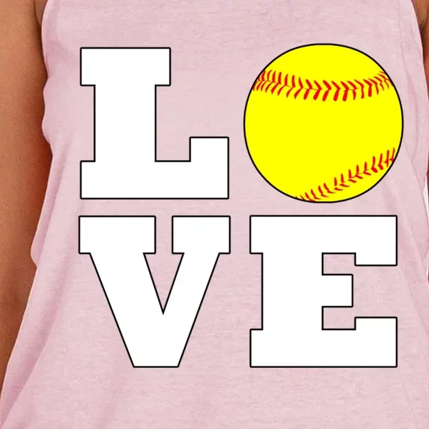 Softball Love Fastpitch Softball Player Gift Women's Knotted Racerback Tank