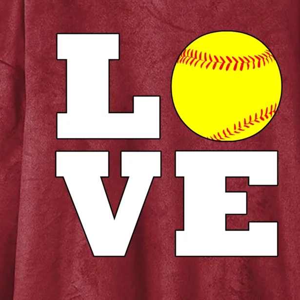 Softball Love Fastpitch Softball Player Gift Hooded Wearable Blanket