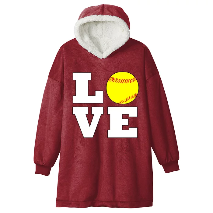 Softball Love Fastpitch Softball Player Gift Hooded Wearable Blanket