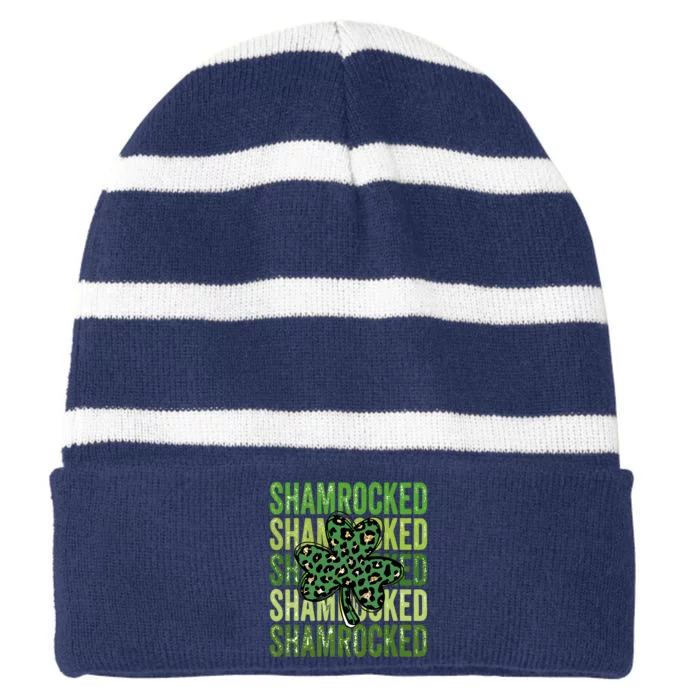 Shamrocked Lucky Flower Striped Beanie with Solid Band