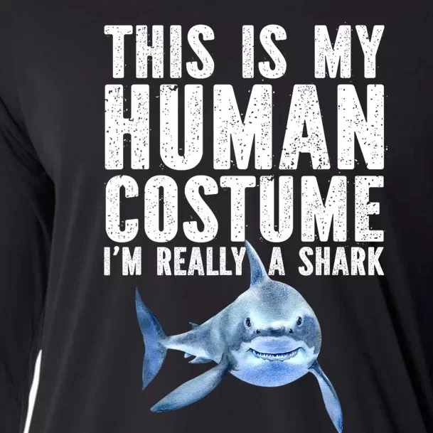 Shark Lover Funny Shark Sea Animals Shark Cooling Performance Long Sleeve Crew