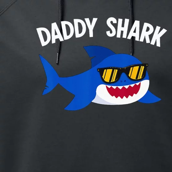 Shark Lover Funny Daddy Shark Fathers Day Performance Fleece Hoodie