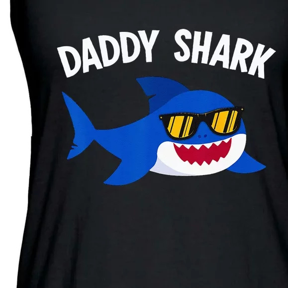 Shark Lover Funny Daddy Shark Fathers Day Ladies Essential Flowy Tank