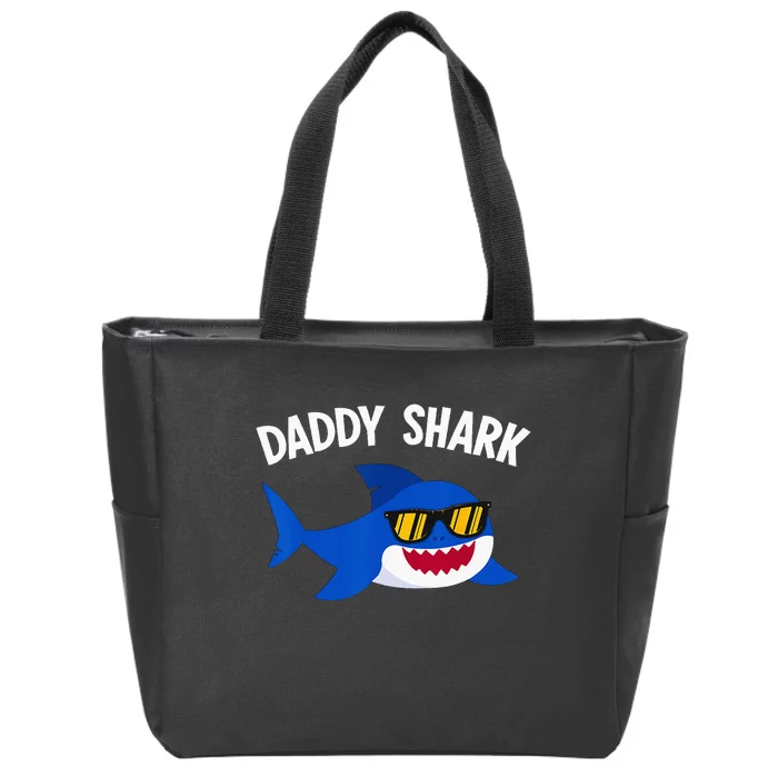 Shark Lover Funny Daddy Shark Fathers Day Zip Tote Bag