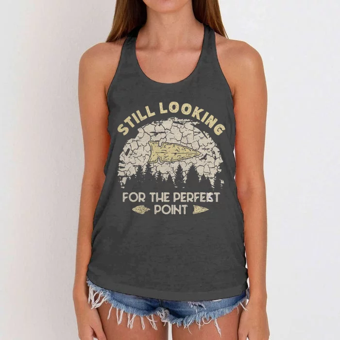 Still Looking For The Perfect Point Arrowhead Hunting Women's Knotted Racerback Tank