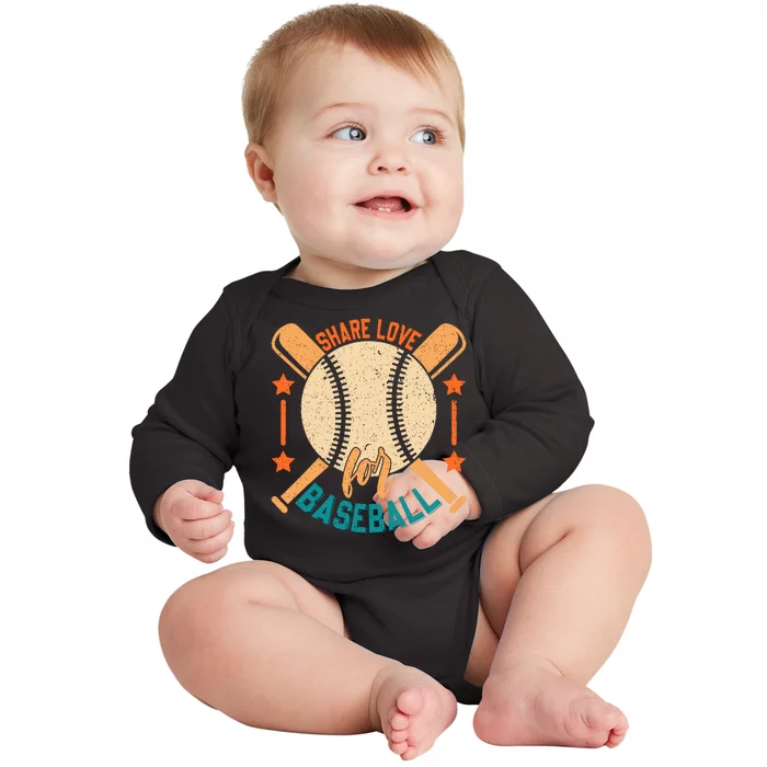 Share Love For Baseball Gift For Baseball Fan Baby Long Sleeve Bodysuit