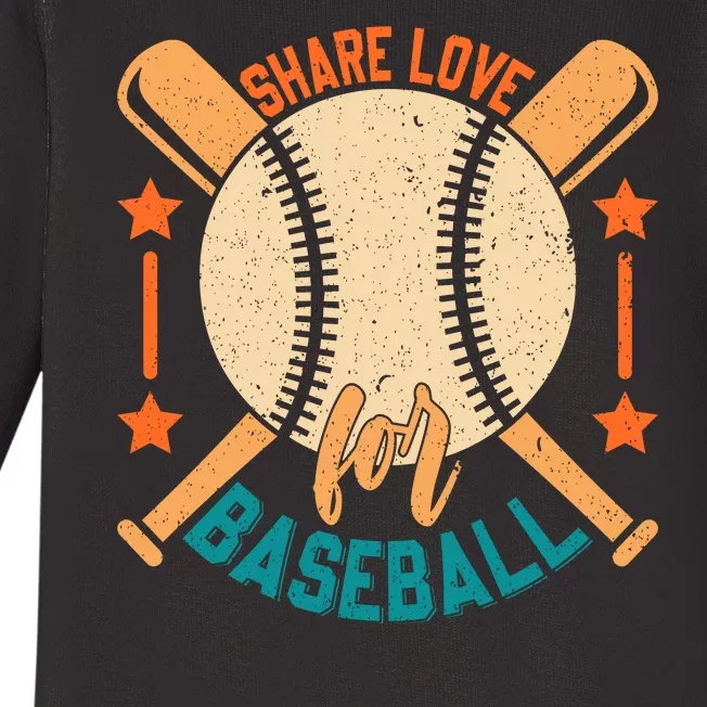 Share Love For Baseball Gift For Baseball Fan Baby Long Sleeve Bodysuit