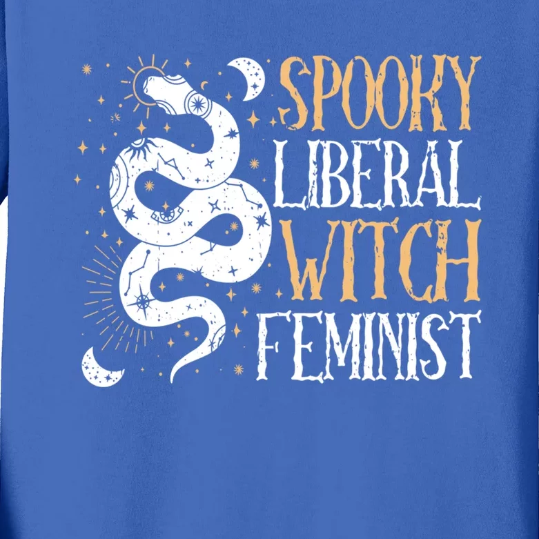 Spooky Liberal Feminist Witch Halloween Witch Vibes Gift Kids Long Sleeve Shirt