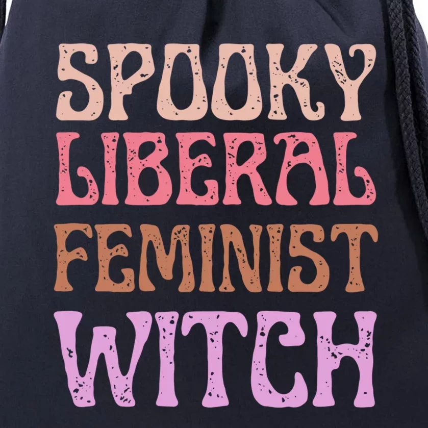 Spooky Liberal Feminist Witch Retro Distressed Meaningful Gift Drawstring Bag