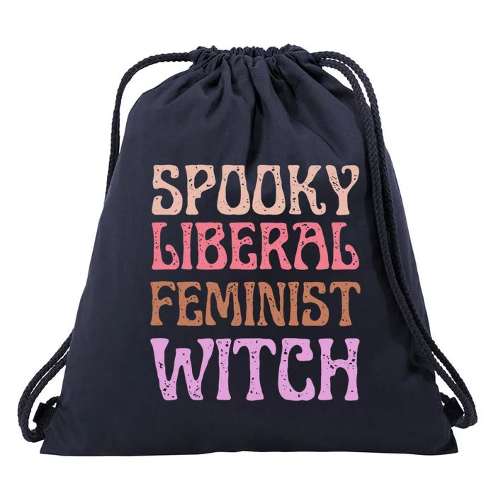 Spooky Liberal Feminist Witch Retro Distressed Meaningful Gift Drawstring Bag