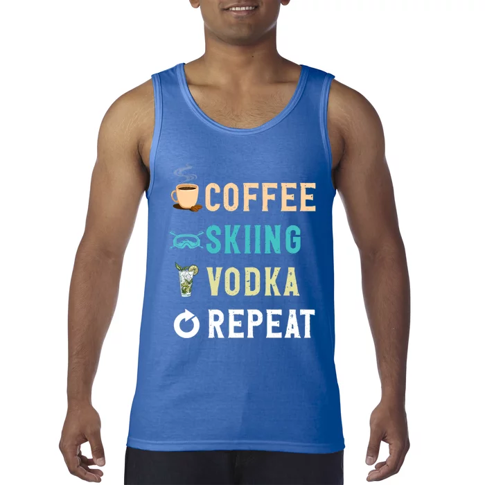 S Lover Funny Coffee Skiing Vodka Repeat Novelty Funny Gift Tank Top