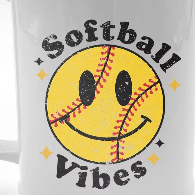 Softball Lover Fan Smiling Face Costume Happy Cute Smile Front & Back Beer Stein