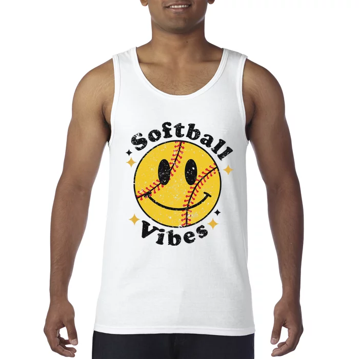 Softball Lover Fan Smiling Face Costume Happy Cute Smile Tank Top