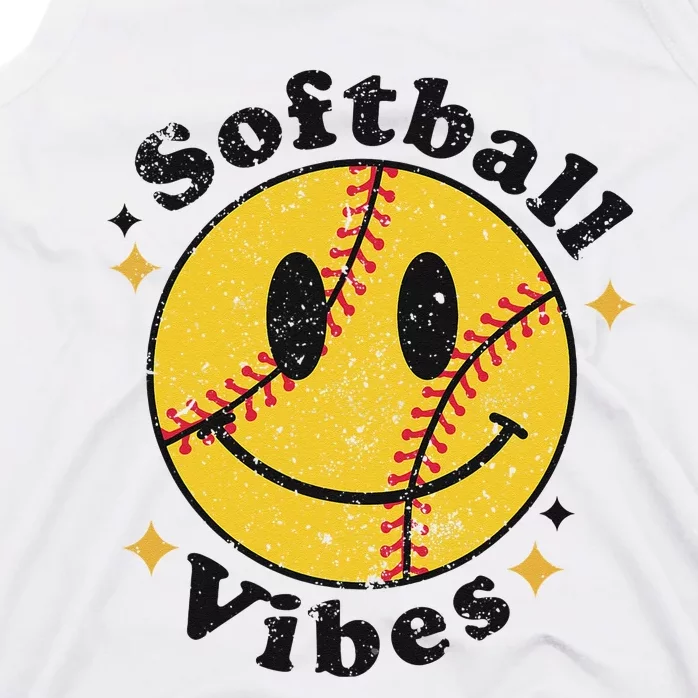 Softball Lover Fan Smiling Face Costume Happy Cute Smile Tank Top