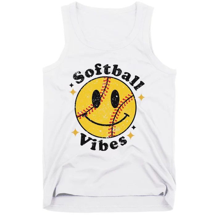 Softball Lover Fan Smiling Face Costume Happy Cute Smile Tank Top