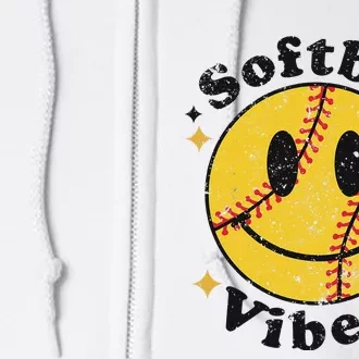 Softball Lover Fan Smiling Face Costume Happy Cute Smile Full Zip Hoodie