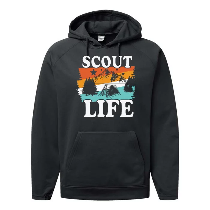 Scout Life Funny Scouting Lovers Camping Scout Vintage Performance Fleece Hoodie