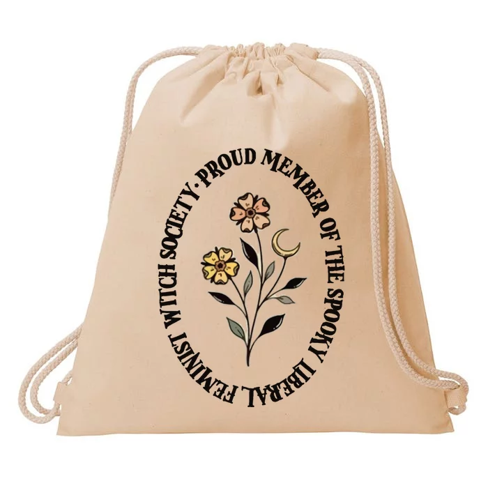 Spooky Liberal Feminist Witch Drawstring Bag