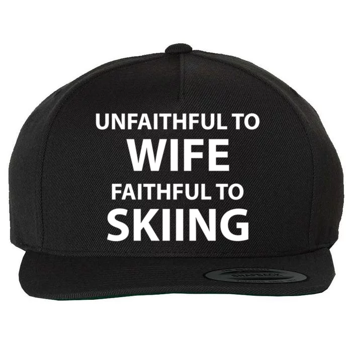 Skiing Lover Funny Couple Sports Season Meme For Husband Ski Gift Wool Snapback Cap