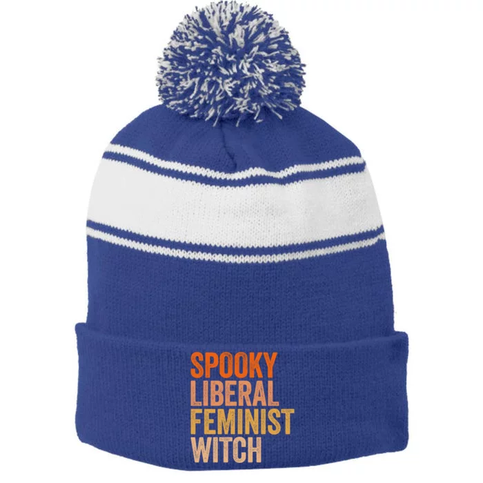 Spooky Liberal Feminist Witch Feminist Halloween Costume Cute Gift Stripe Pom Pom Beanie