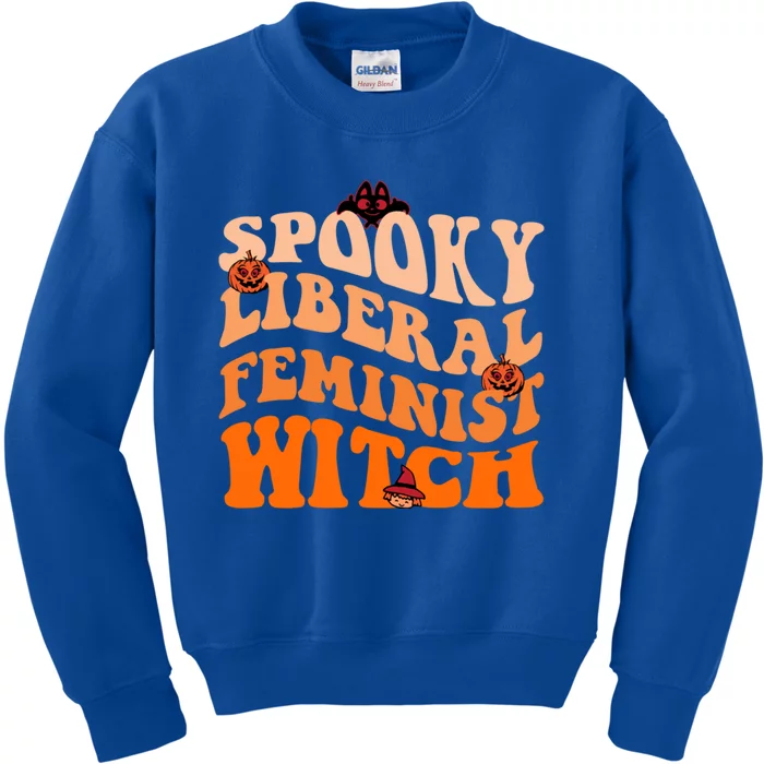 Spooky Liberal Feminist Witch Feminist Vintage Halloween Gift Kids Sweatshirt