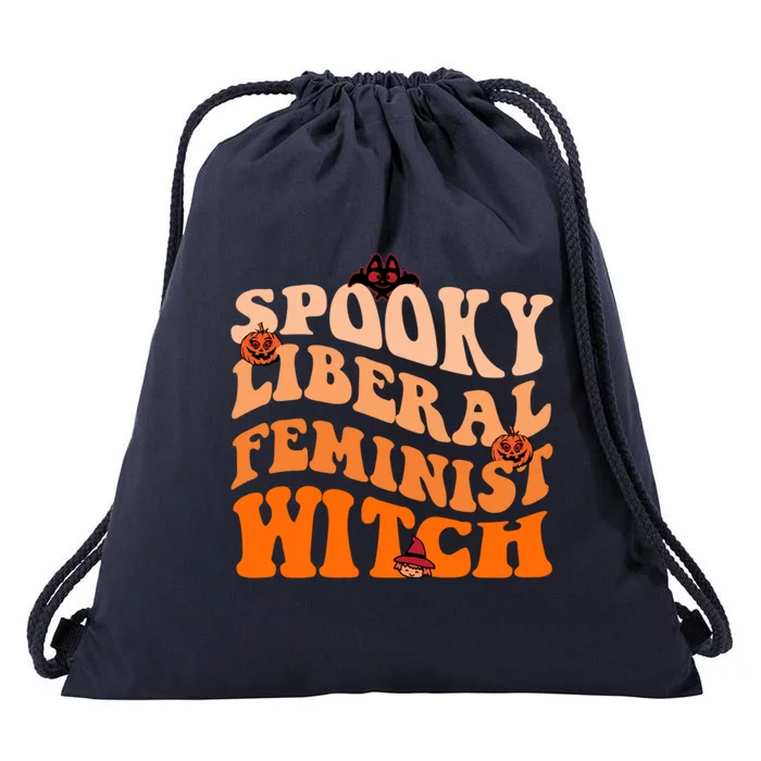 Spooky Liberal Feminist Witch Feminist Vintage Halloween Gift Drawstring Bag