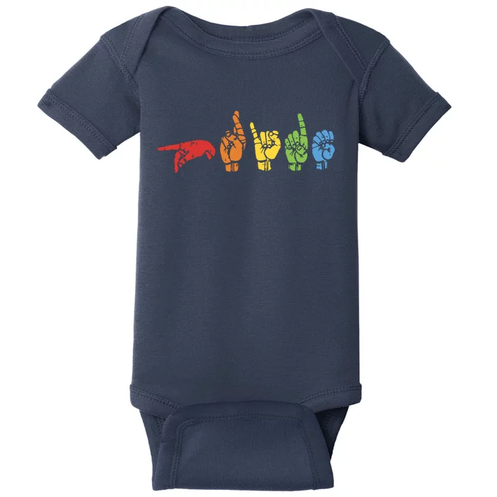 Sign Language Funny Rainbow Flag Gay LGBT Deaf ASL Mute Gift Baby Bodysuit