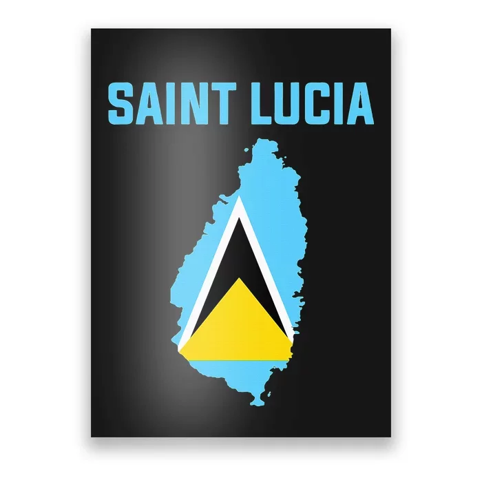 Saint Lucian Flag Inside Map Of Saint Lucia Poster