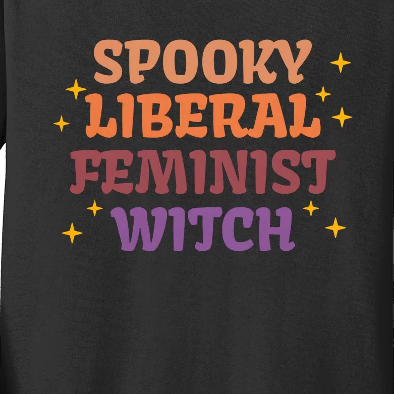 Spooky Liberal Feminist Witch Halloween Kids Long Sleeve Shirt