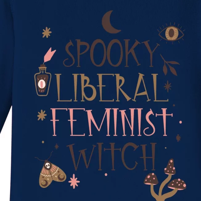 Spooky Liberal Feminist Witch Mystical Activist Halloween Cool Gift Baby Long Sleeve Bodysuit