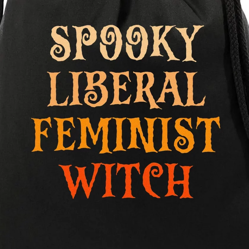 Spooky Liberal Feminist Witch Spooky Librarian Halloween Drawstring Bag