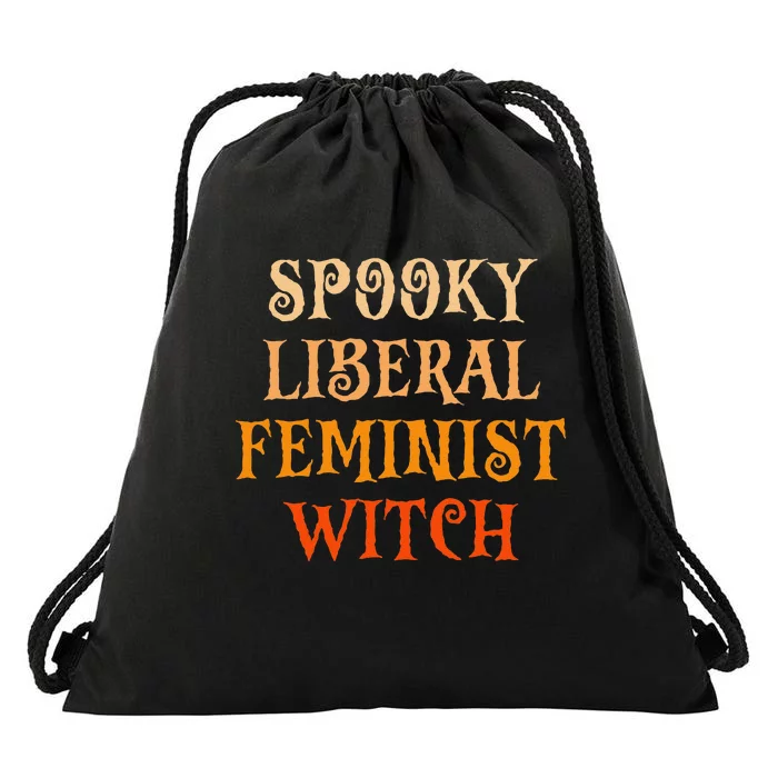 Spooky Liberal Feminist Witch Spooky Librarian Halloween Drawstring Bag