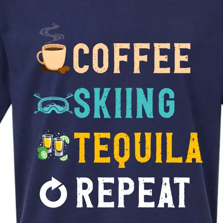 S Lover Funny Coffee Skiing Tequila Repeat Novelty Gift Sueded Cloud Jersey T-Shirt