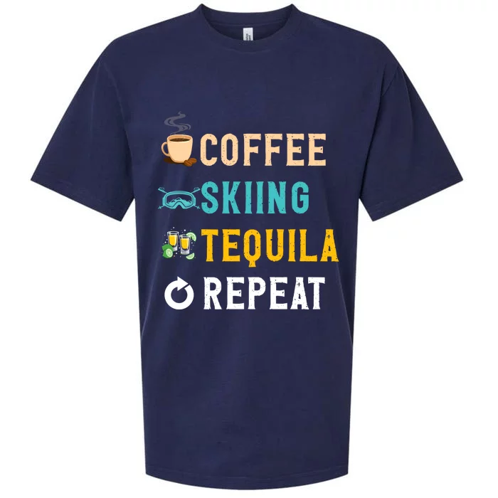 S Lover Funny Coffee Skiing Tequila Repeat Novelty Gift Sueded Cloud Jersey T-Shirt