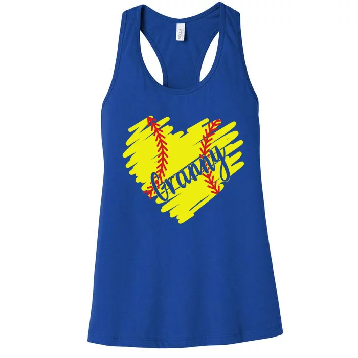 Softball Lover Granny Heart Proud Granny Mothers Day Tee Gift Women's Racerback Tank