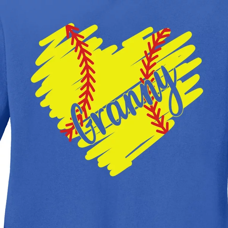 Softball Lover Granny Heart Proud Granny Mothers Day Tee Gift Ladies Long Sleeve Shirt