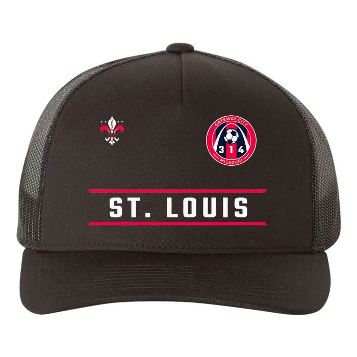 St Louis Gateway Arch Skyline 314 Fleur De Lis Badge Banner Yupoong Adult 5-Panel Trucker Hat