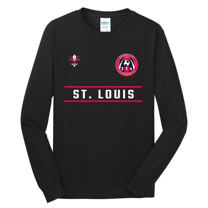 St Louis Gateway Arch Skyline 314 Fleur De Lis Badge Banner Tall Long Sleeve T-Shirt