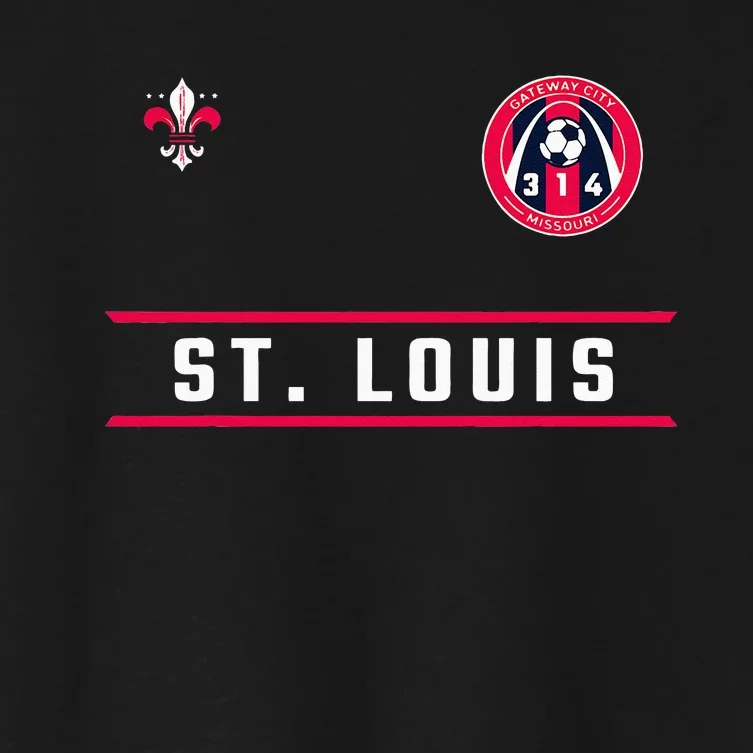 St Louis Gateway Arch Skyline 314 Fleur De Lis Badge Banner Women's Crop Top Tee