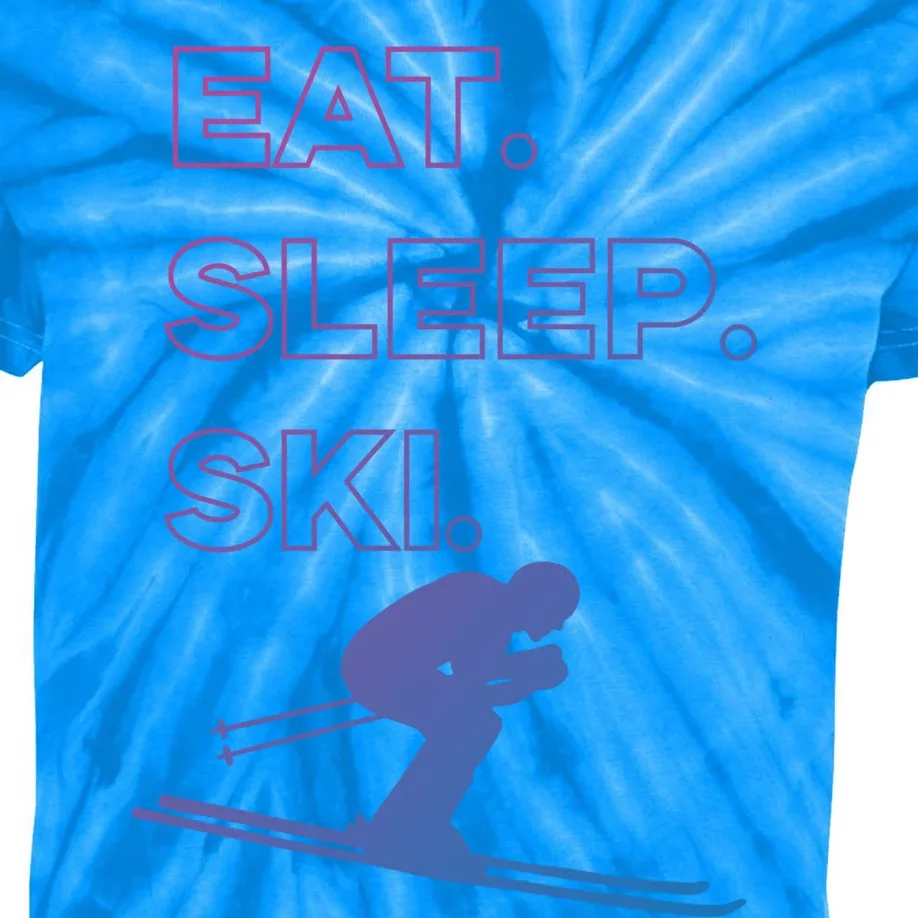 Ski Lover Gift Funny Skiing Winter Sports Eat Sleep Ski Gift Kids Tie-Dye T-Shirt