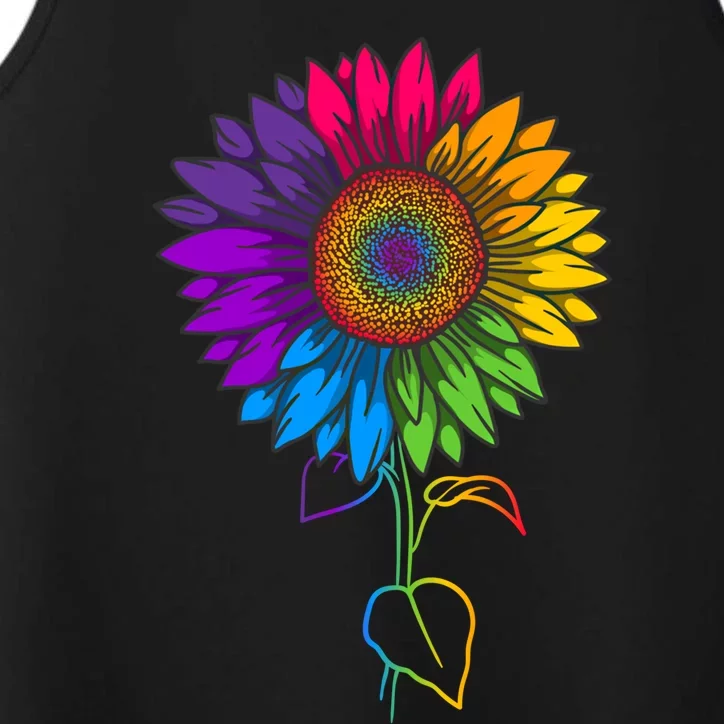 Sunflower Lgbt Gay Lesbian Pride Flower Rainbow Cool Gift Performance Tank