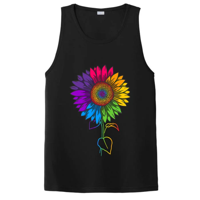 Sunflower Lgbt Gay Lesbian Pride Flower Rainbow Cool Gift Performance Tank