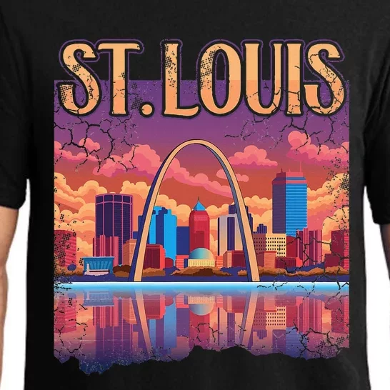 St Louis Gateway Arch Missouri Cityscape Skyline Pajama Set