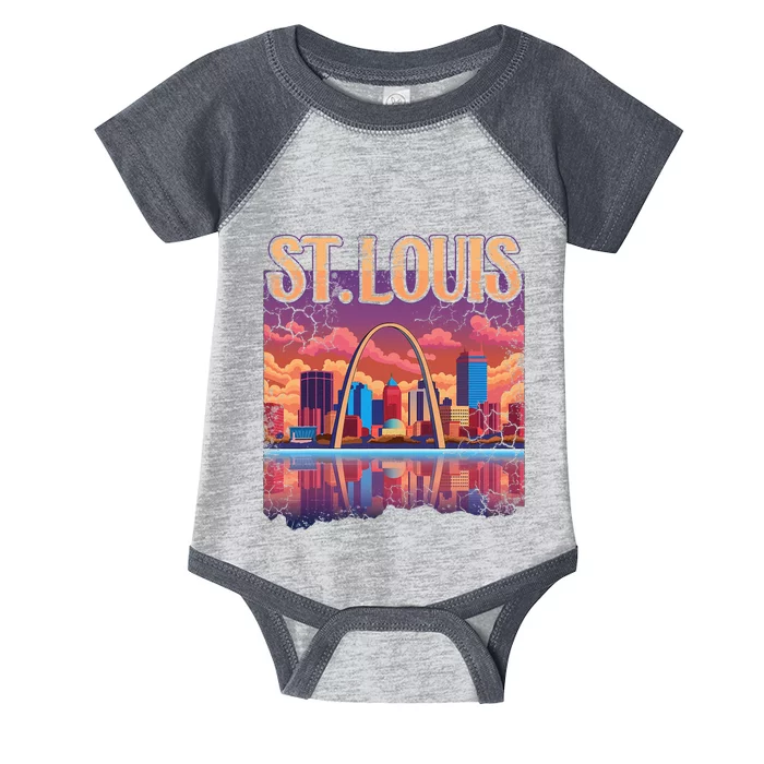 St Louis Gateway Arch Missouri Cityscape Skyline Infant Baby Jersey Bodysuit