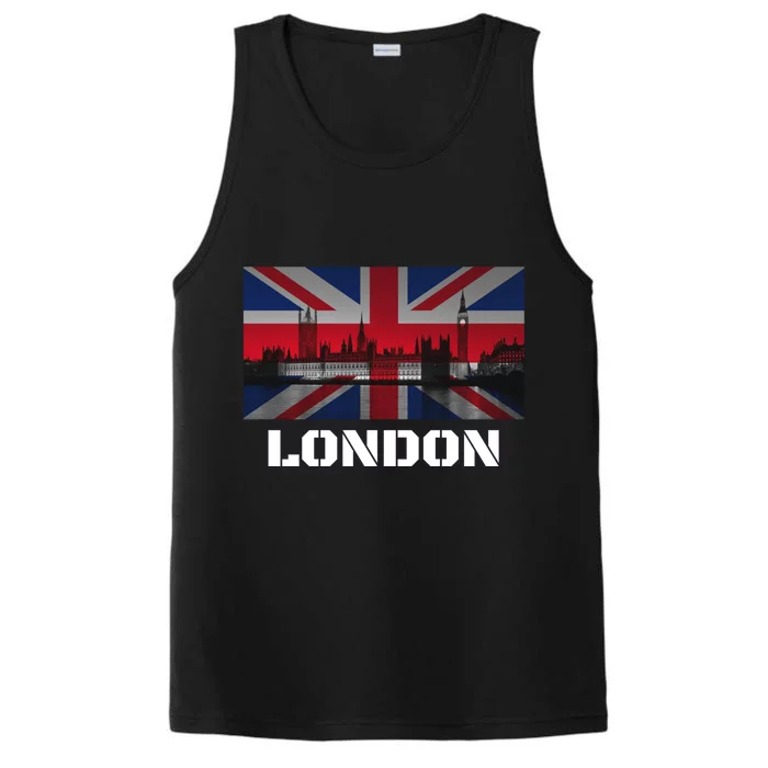 Souvenir London Gift City Vintage Uk Flag British Hoody Performance Tank