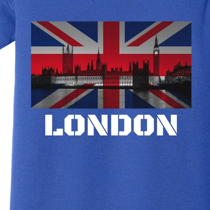 Souvenir London Gift City Vintage Uk Flag British Hoody Baby Bodysuit