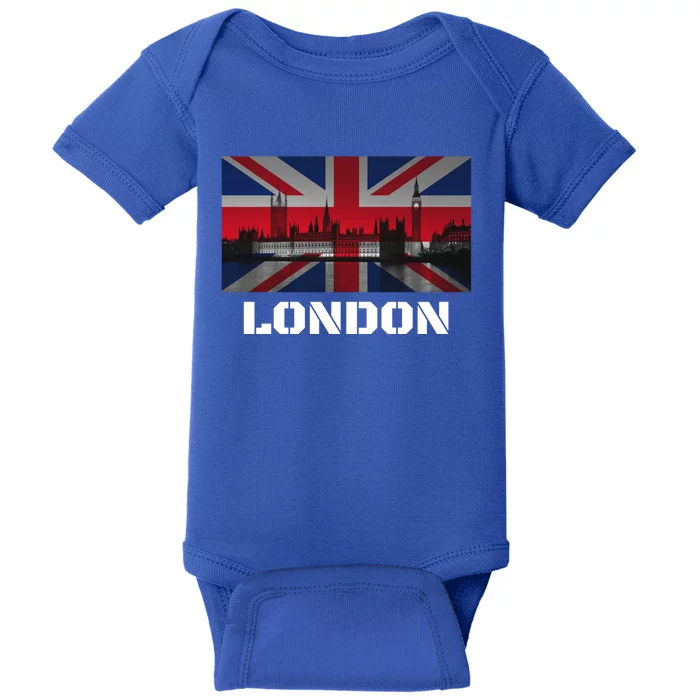 Souvenir London Gift City Vintage Uk Flag British Hoody Baby Bodysuit